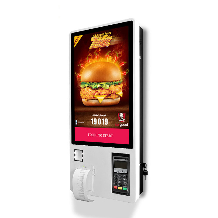 Wall mount 24 inch self service parking payment machine terminal self-ordering kiosks for restaurant parking