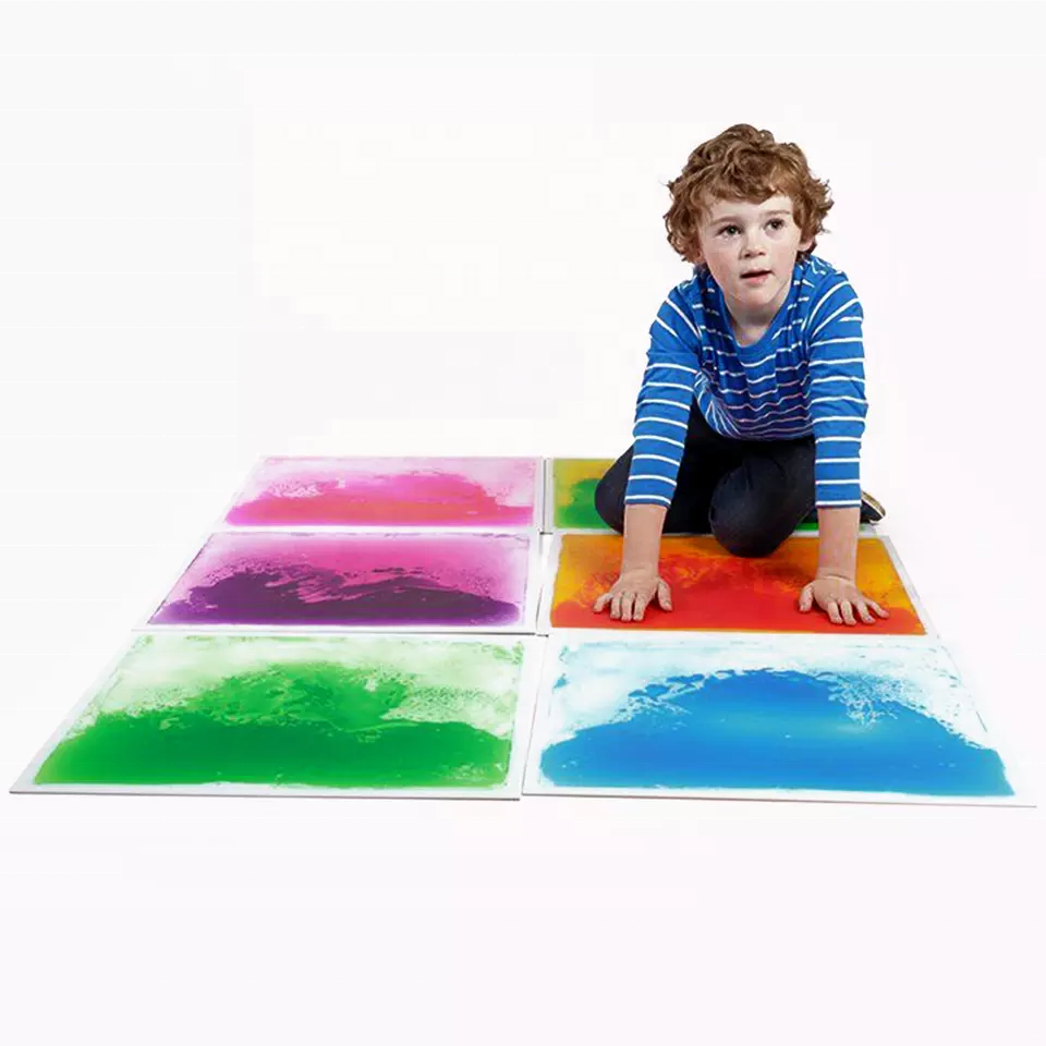 Original Manufacturer Nontoxic PVC Liquid Sensory Tactile Mat Indoor Kids Room Play Educational Toys Sensory Tile Carpet Floor