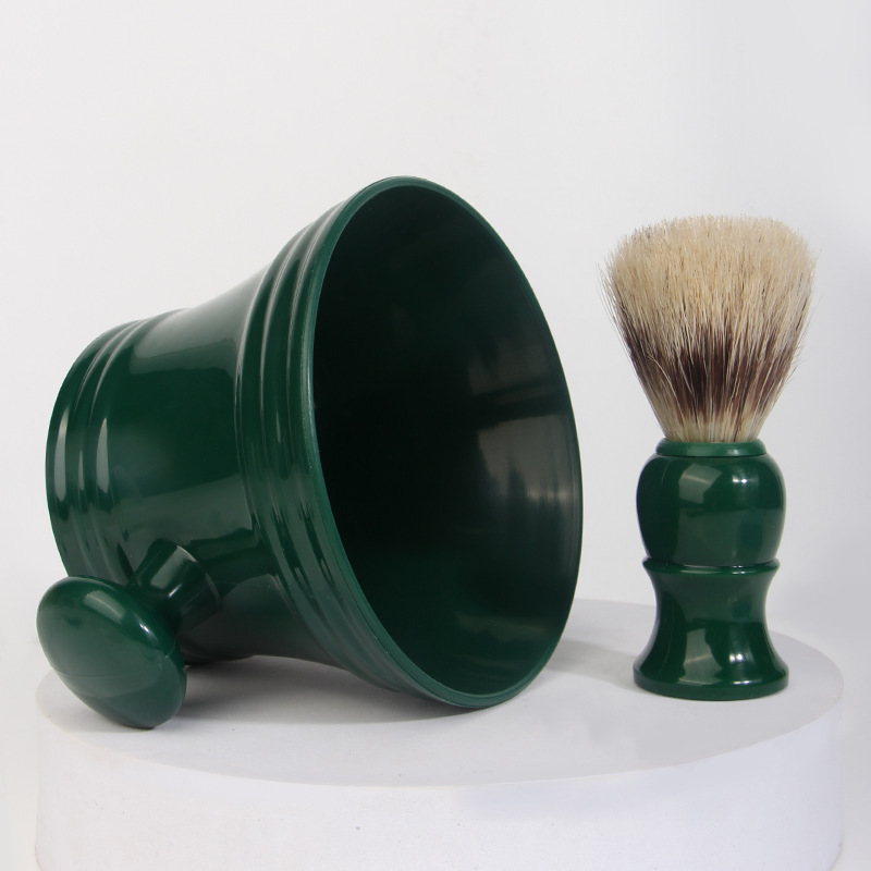 Factory Wholesale Shaving Bowl kit Ceramic Soap Mug Shave Bowl With Handle Custom Plastic Shaving Brush set