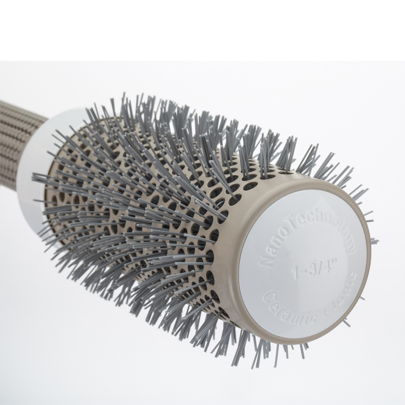 Gray aluminum tube ceramic Hair Massage thermal Brush Detanging Hair Brush Round Cushion Comb