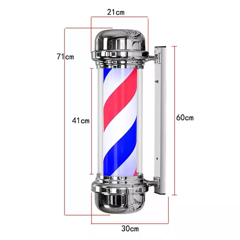 Hairdressing barber LED Barbers Pole Red White Blue Hair Salon Logo Waterproof Rotating Light Salon Shop Sign Outdoor Wall Light