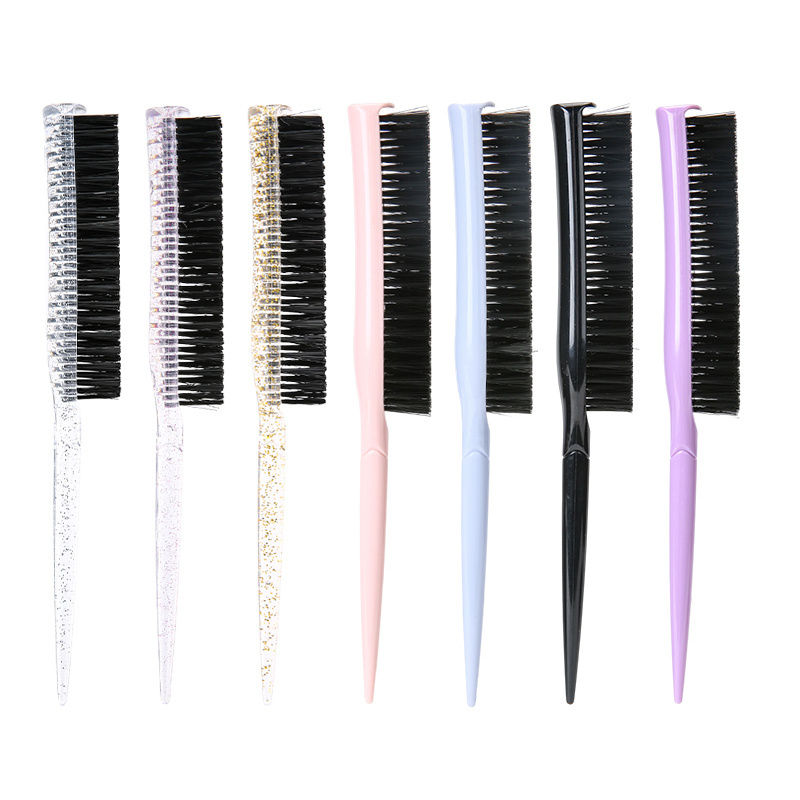 salon hair styling tools wet detangling natural 3 row comb boar bristle nylon hairdressing rat tail teasing hair brush