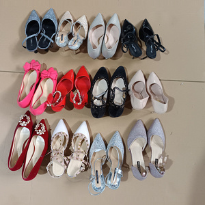 Second Hand Used Casual Luxury Women High Heel Shoes Slippers Branded Sandals in Bale Bulk