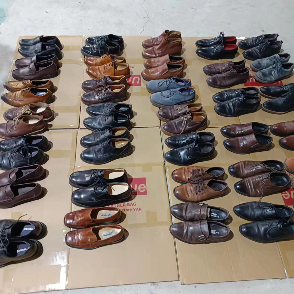 wholesale well cleaned and polished Used men leather shoes business used leather boots  men dress shoes cheap price high quality