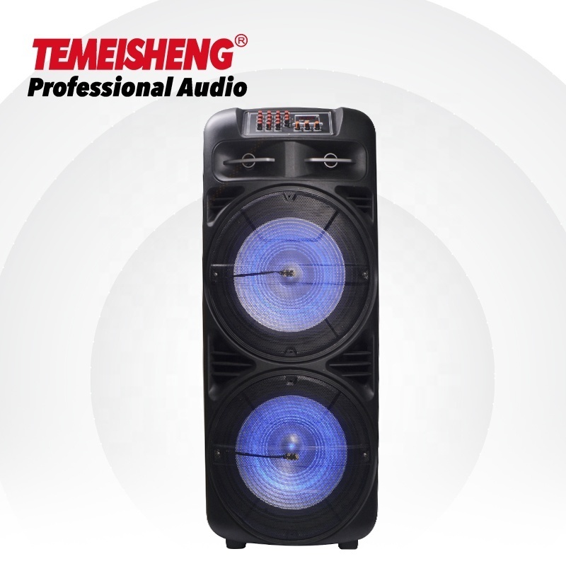 2022 Temeisheng Double 15 inch Subwoofer speaker Professional Trolley Big Power Sound System Karaoke  Wireless Speaker