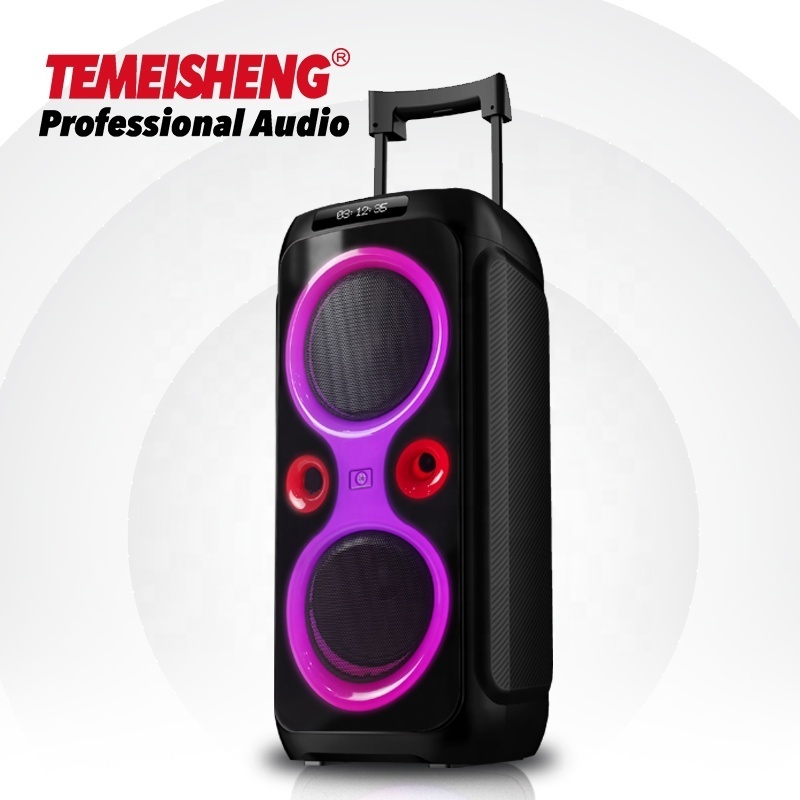 2022 Temeisheng-1012 karaoke machine with wireless speakers double 10inch bass woofer sound box outdoor trolley speaker