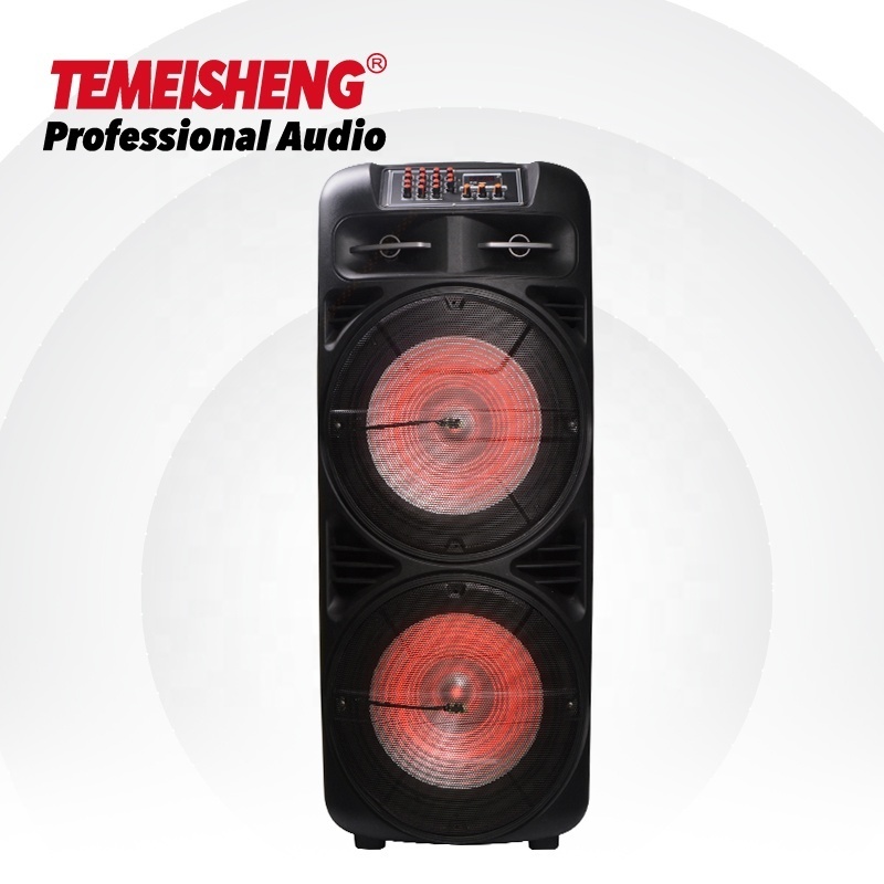 2022 Temeisheng Double 15 inch Subwoofer speaker Professional Trolley Big Power Sound System Karaoke  Wireless Speaker