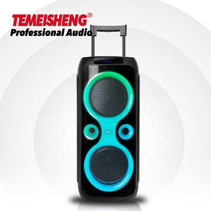 2022 Temeisheng-1012 karaoke machine with wireless speakers double 10inch bass woofer sound box outdoor trolley speaker