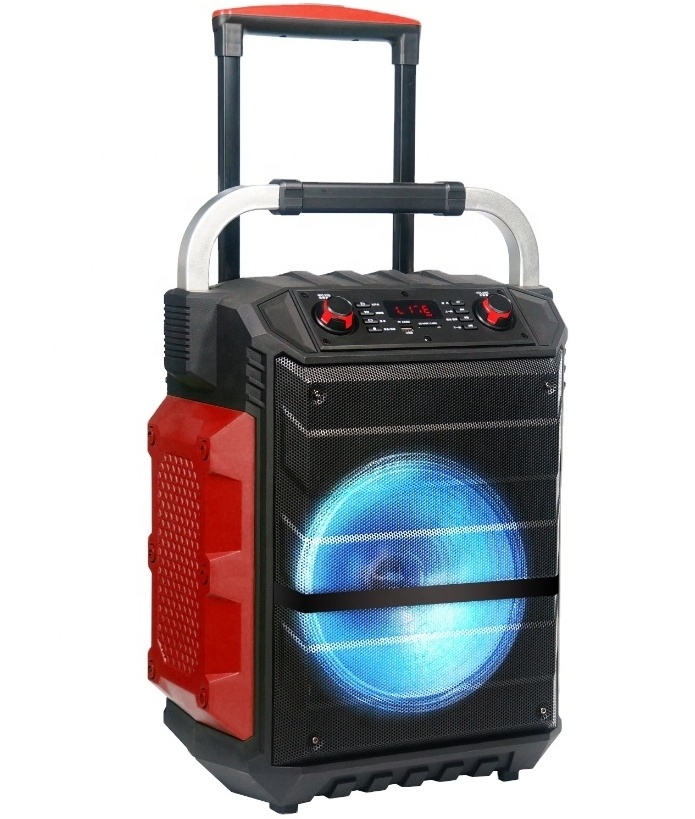 Temeisheng 12 inch Active 60 Watt Big subwoofer Outdoor Rechargeable Trolley Wireless DJ speaker with Disco Light