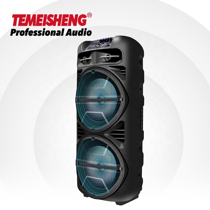 2022 Temeisheng Double 15 inch Subwoofer speaker Professional Trolley Big Power Sound System Karaoke  Wireless Speaker