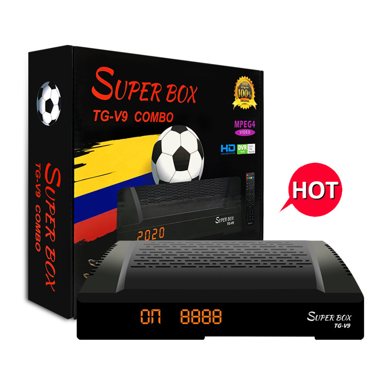 SUPER BOX TG-V9 New oscam receiver tv dvb-t2 pvr twin tuner video decoder  DVB S2x T2 ATSC combo android satellite receiver