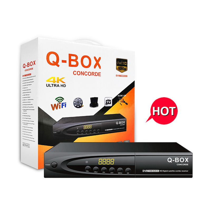 Q-BOX CONCORDE New digital satellite tv receiver dvb-s2 tuner rf android installation lanteni kanak de la vido decoder