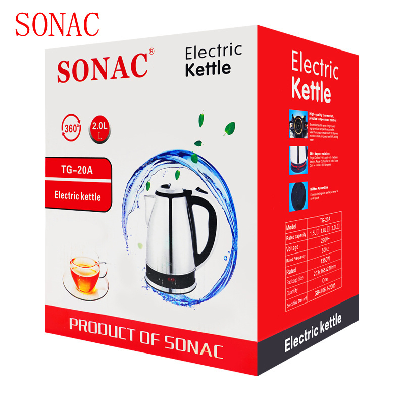 SONAC TG 20A  factory price Home appliance stainless  electric kettle 1.8L good price foldable kettle