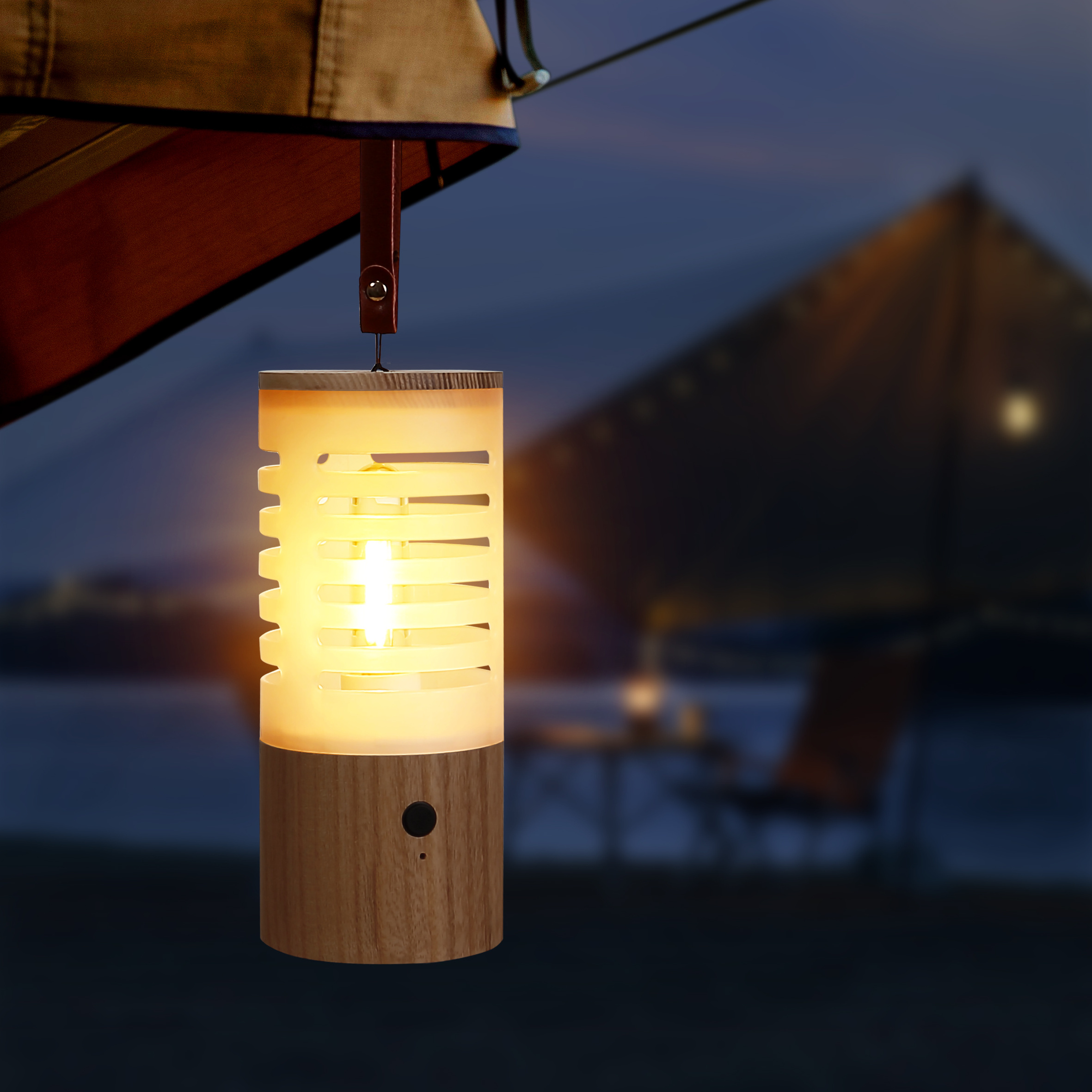 New Arrival Wooden Mini Hanging Camping Light LED Rechargeable Camping Hiking Lanterns for Camping Emergency Power Outage