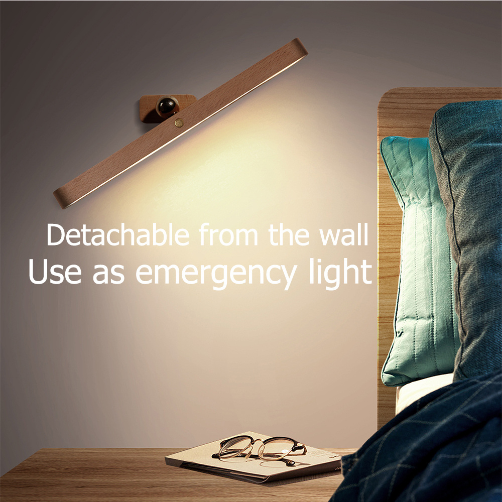 Wooden 360 Degree Rotatable Magnetic Dresser Table Lamp USB Rechargeable Dimmable Night Light Battery Operated Table Lamp