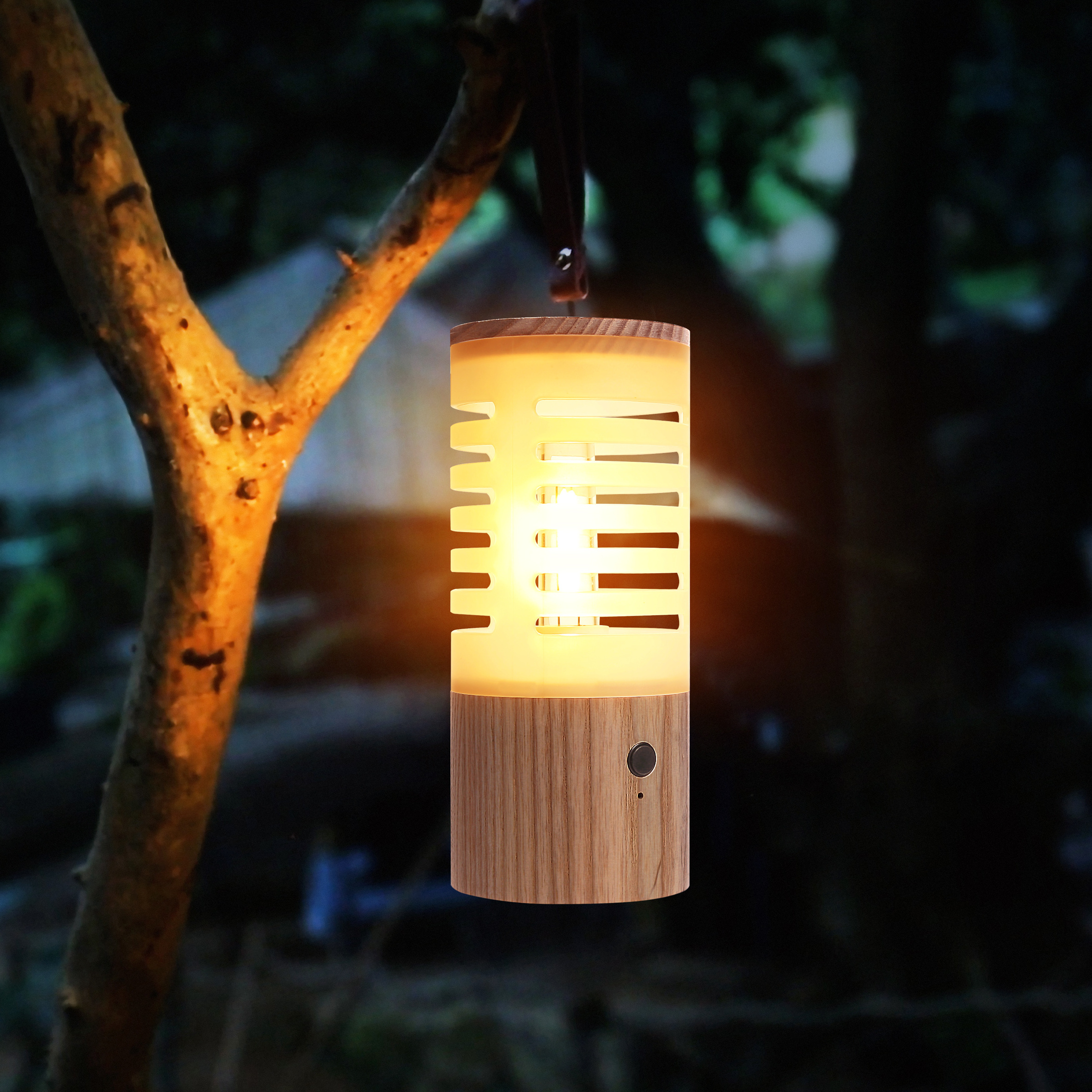 New Arrival Wooden Mini Hanging Camping Light LED Rechargeable Camping Hiking Lanterns for Camping Emergency Power Outage