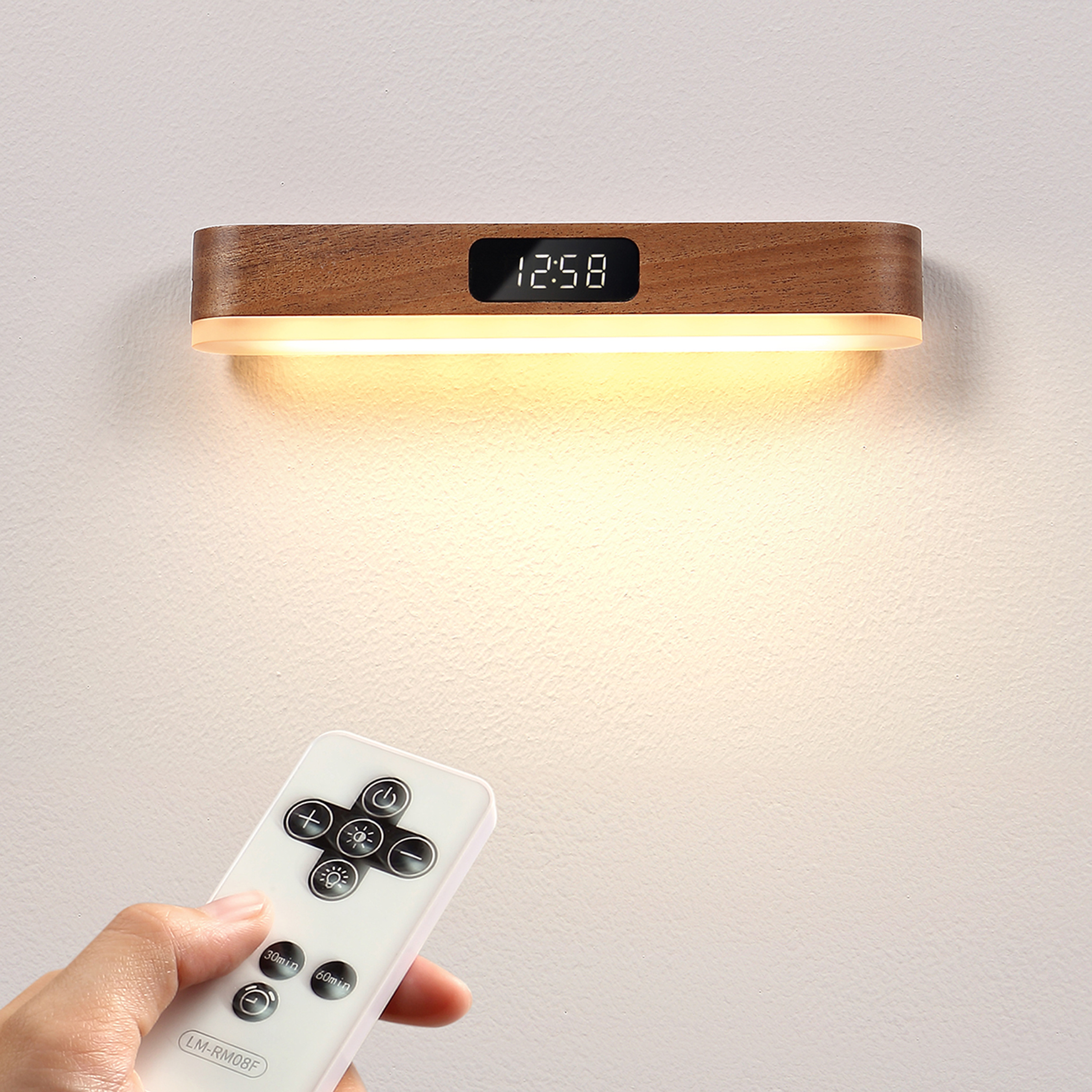 New Arrival LED Magnetic Wall Light Dimmable USB Rechargeable Clock Wall Lamp with Remote Control