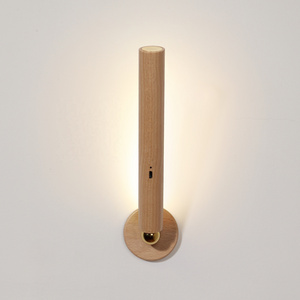 USB Charging Night Lights Wooden Magnetic 360 Degree Rotatable Reading Light LED Wall Sconces Rechargeable Lamps For Bedroom