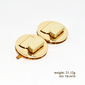 New arrival handbag fittings twist lock shiny gold metal round bag lock for ladies bags