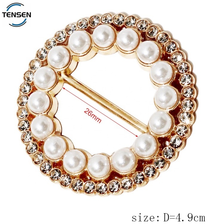 Good quality garment metal buckle sliders gold plated underwear accessories rhinestone clasp adjustable pearl shoes connector