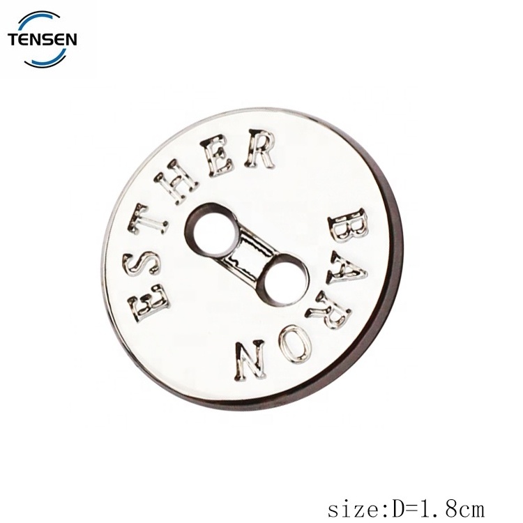 Zinc alloy garment sewing button accessory custom engraved name button silver color 2 holes buttons for T-shirt