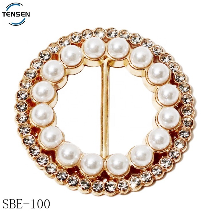 Good quality garment metal buckle sliders gold plated underwear accessories rhinestone clasp adjustable pearl shoes connector