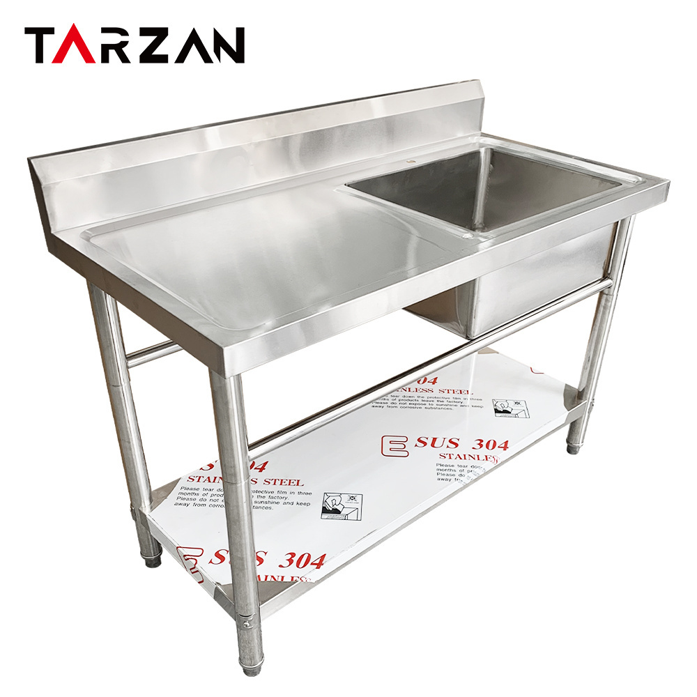 Sink Double Bowl Customized Stainless Steel 304/201 Kitchen Sink Restaurant with Backsplash