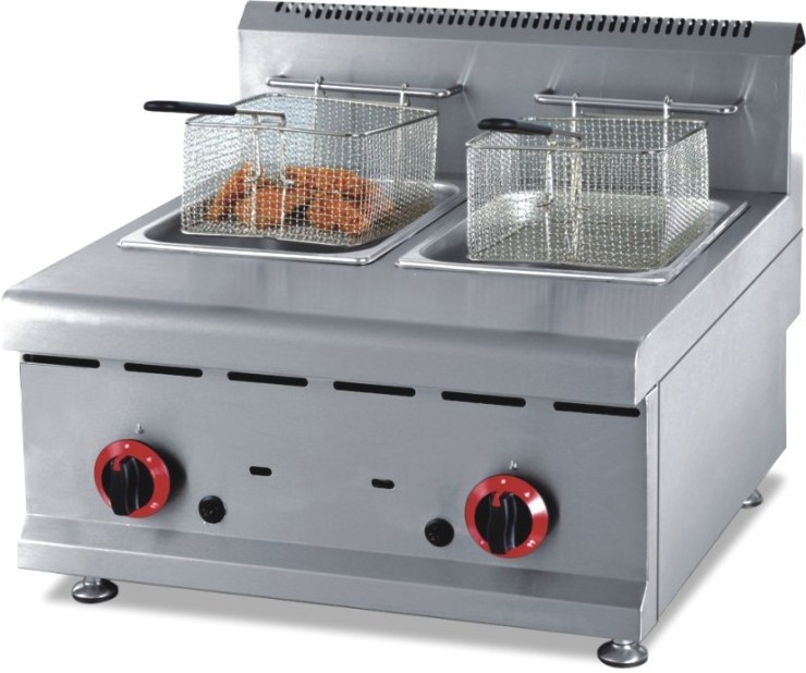 Commercial Counter Top Stainless Steel Barbecue 2 Burner Lava Rock Stone Rotisserie Grill