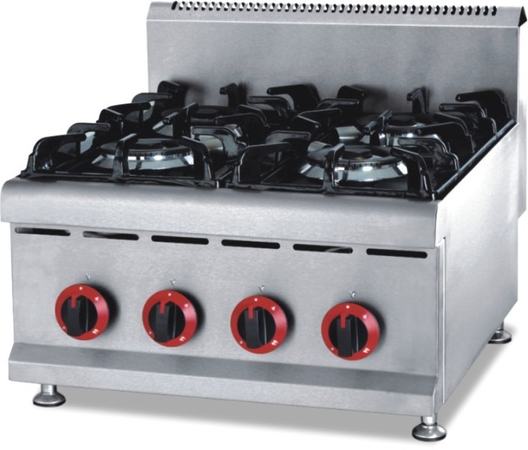 Commercial Counter Top Stainless Steel Barbecue 2 Burner Lava Rock Stone Rotisserie Grill