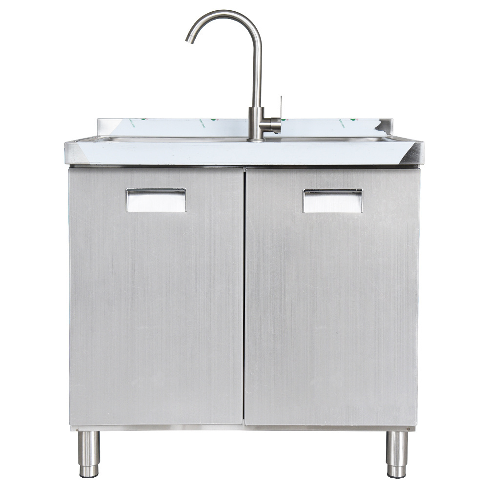 Sink Cabinets Wholesale Outdoor Deep Double Bowl Wash Basin Stainless Steel Farmhouse Kitchen Sink Storage Cabinets