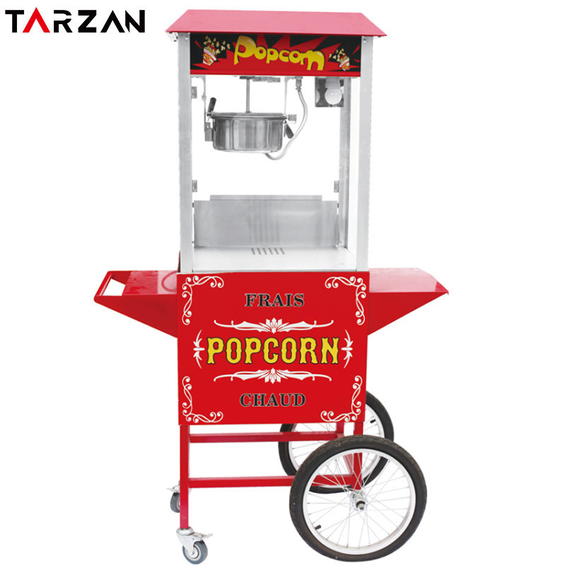 Factory Price CE Approved 8OZ Industrial Popcorn Maker Electric Commercial Popcorn Vending Machine with Cart