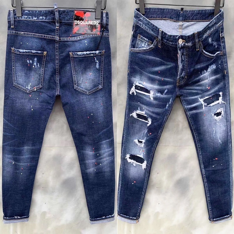 New Italy Style Wholesale custom Stacked Pants 100% Cotton Wholesale skinny ripped man denim pants men jeans