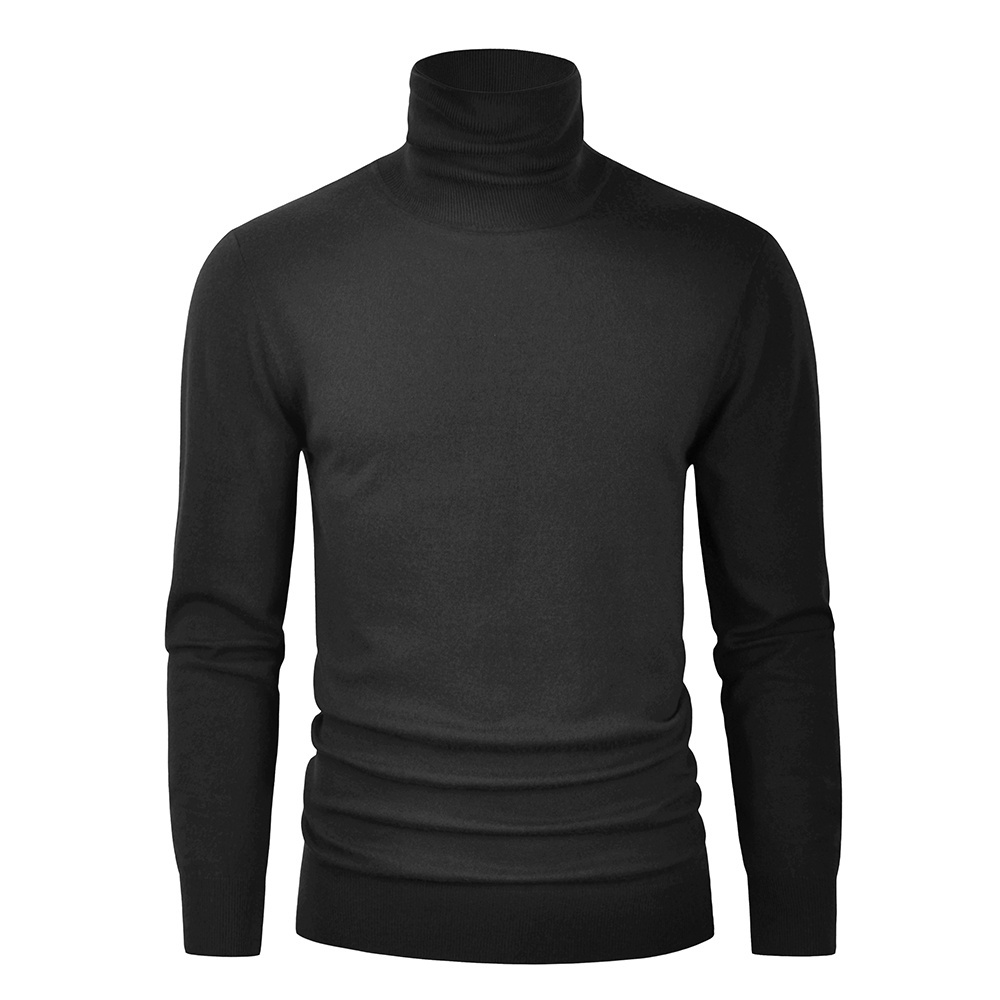 New arrival ribbed collar turtleneck sweater high turtle neck long sleeve rib cuff and hem for men