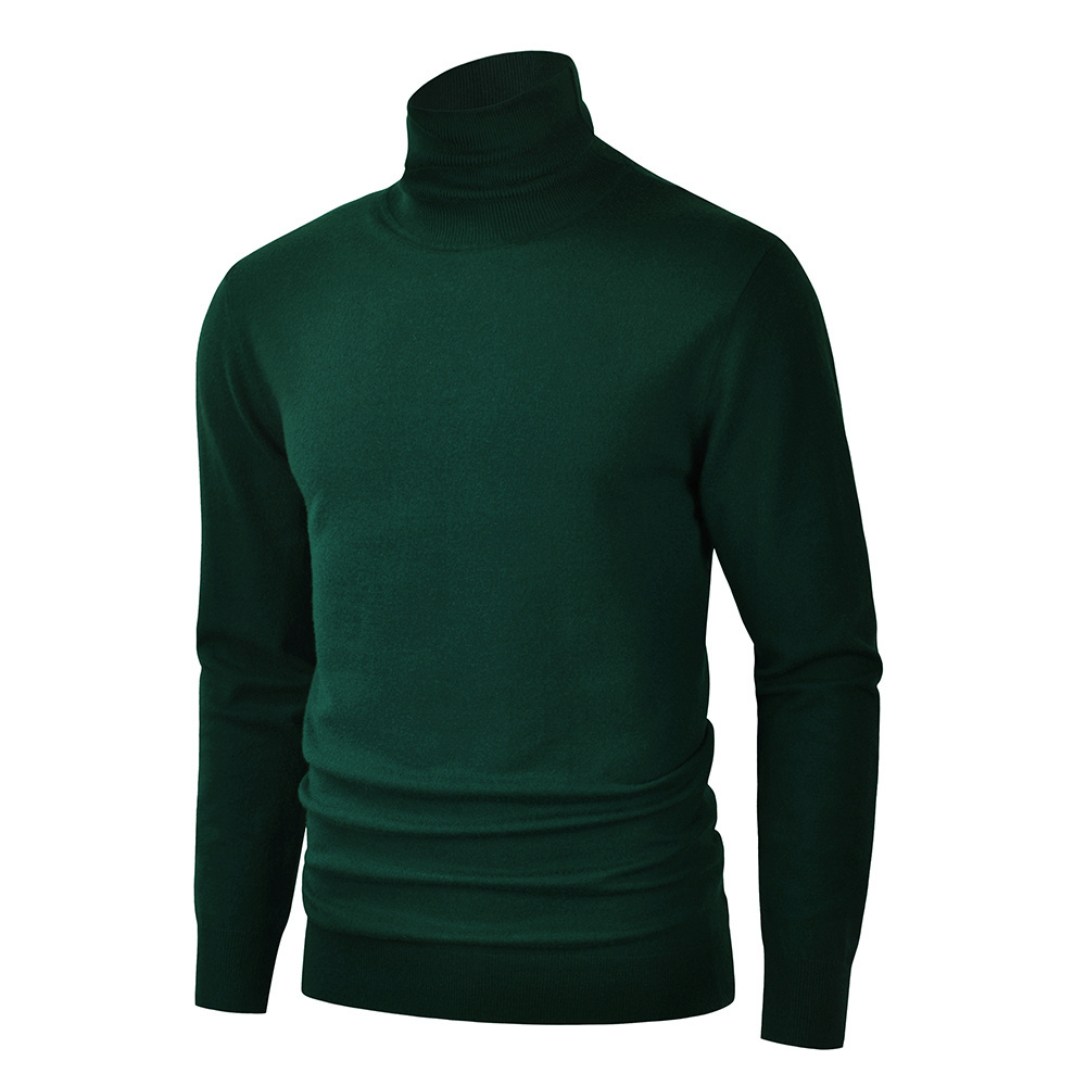 New arrival ribbed collar turtleneck sweater high turtle neck long sleeve rib cuff and hem for men