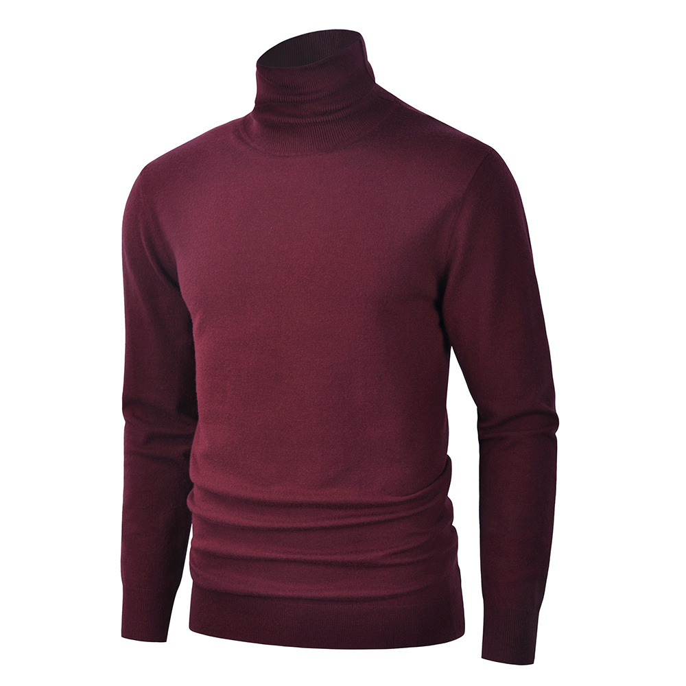 New arrival ribbed collar turtleneck sweater high turtle neck long sleeve rib cuff and hem for men