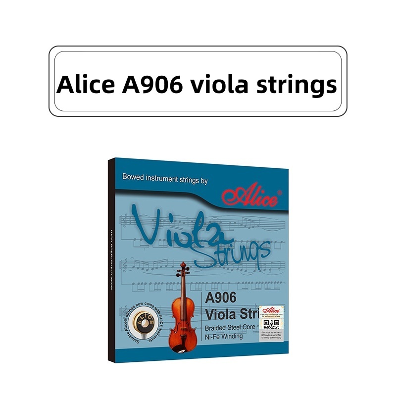 Alice A906 plays a viola with steel core strings and a set of four 1234 strings for a viola set