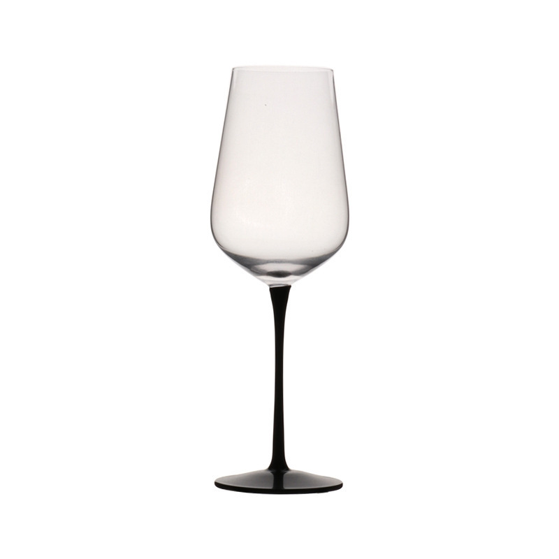 High quality Premium Gift custom logo Black stem Champagne goblet glass white wine glasses for wedding