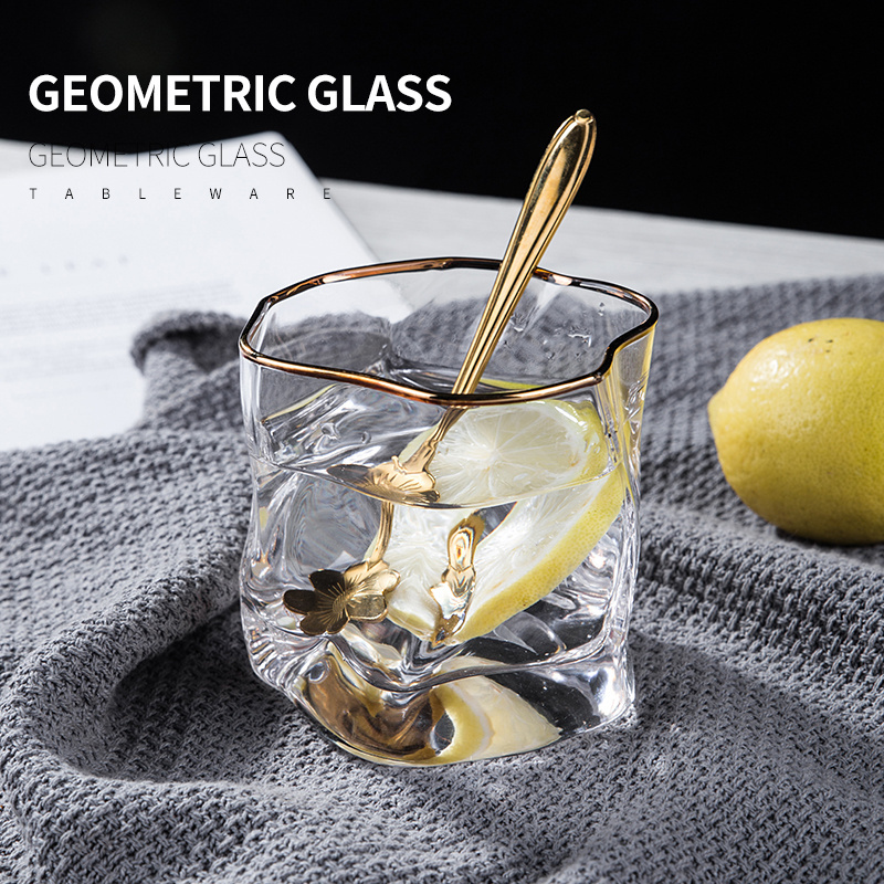 Creative 280ml Irregular Shaped Crystal Faceted Whiskey Whiskey Rock Glass Artwork Wine Glass