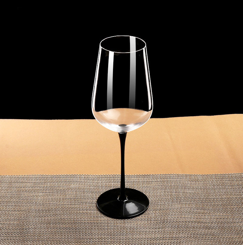 High quality Premium Gift custom logo Black stem Champagne goblet glass white wine glasses for wedding