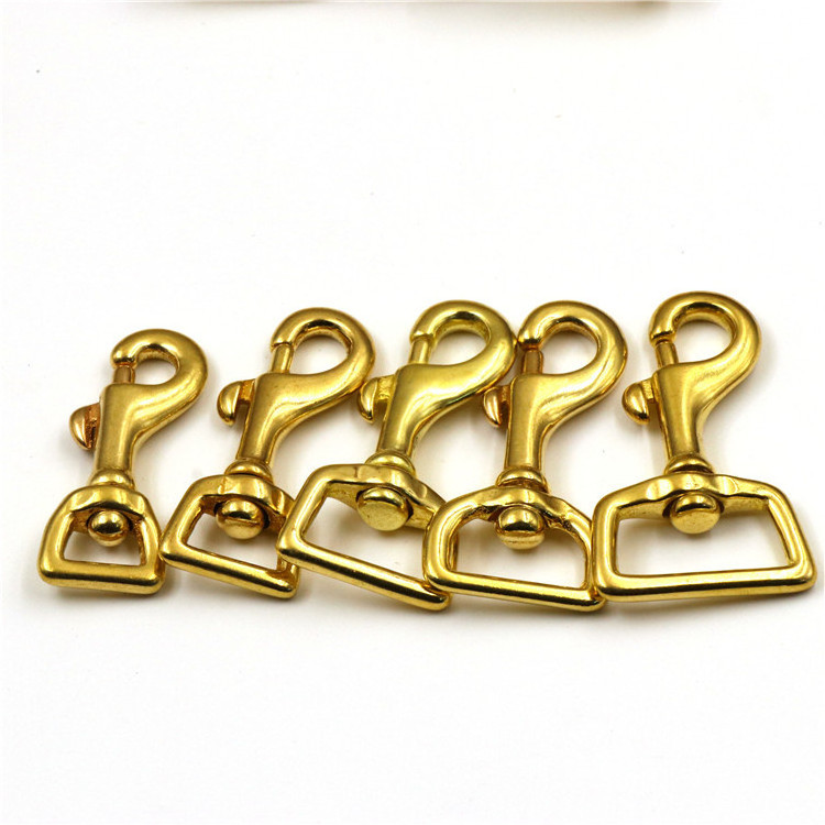 solid  Brass square-bottomed   lobster clasp carabiner   Swivel Buckle  key chain snap hook for Handbag Bag Hook