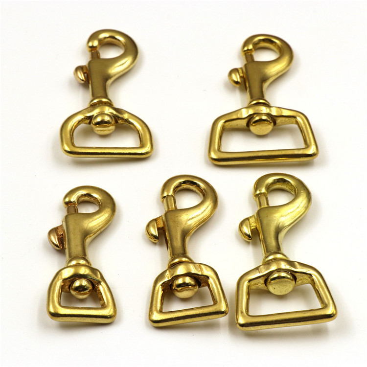 solid  Brass square-bottomed   lobster clasp carabiner   Swivel Buckle  key chain snap hook for Handbag Bag Hook