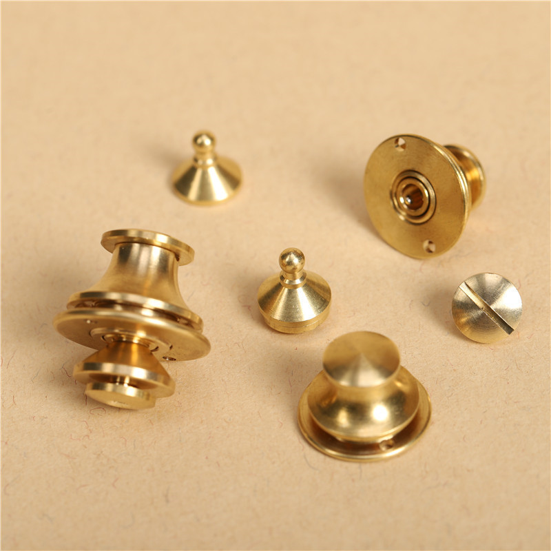 Solid Brass Spring Buckle Case Metal Insert Lock Round Head Decorate DIY Leather Craft Hardware For Leather Handbag