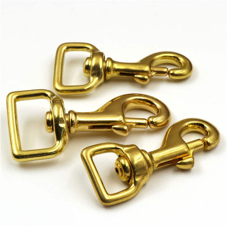 solid  Brass square-bottomed   lobster clasp carabiner   Swivel Buckle  key chain snap hook for Handbag Bag Hook