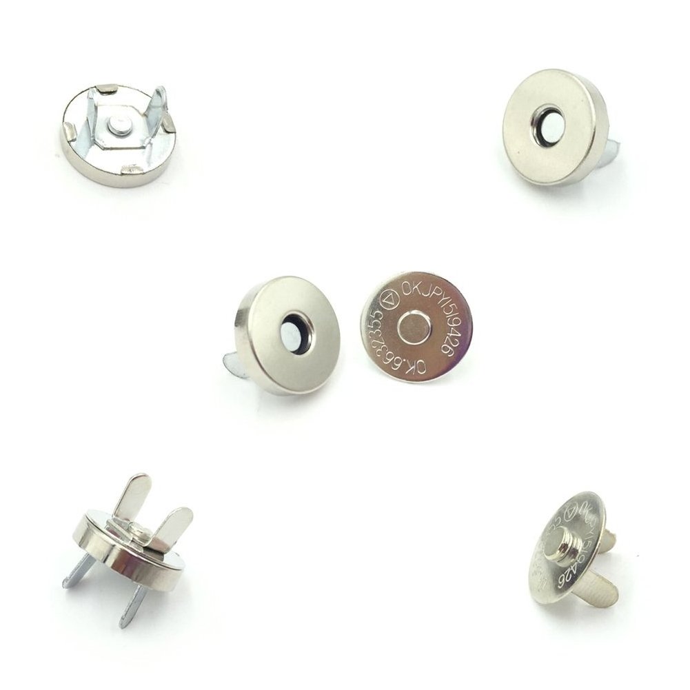 Silver Tone Magnetic Purse Snap Clasps Button/Great for Closure Purse Handbag Clothes Sewing Craft No Tools Required 14mm