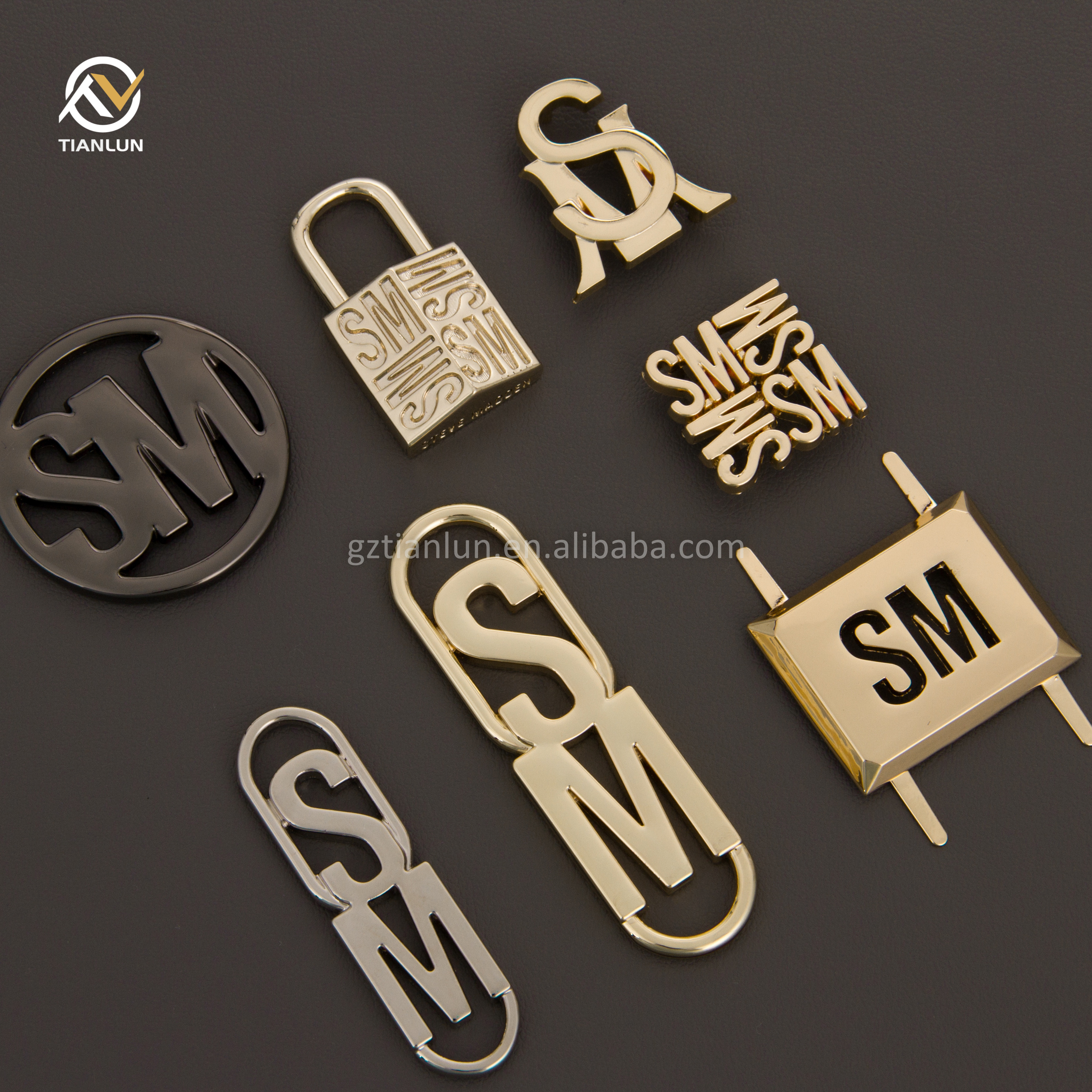 Custom Emblem Handbag Hardware Letter Engraved Metal Brand Logo Metal Bag Fitting Hardware For Bags