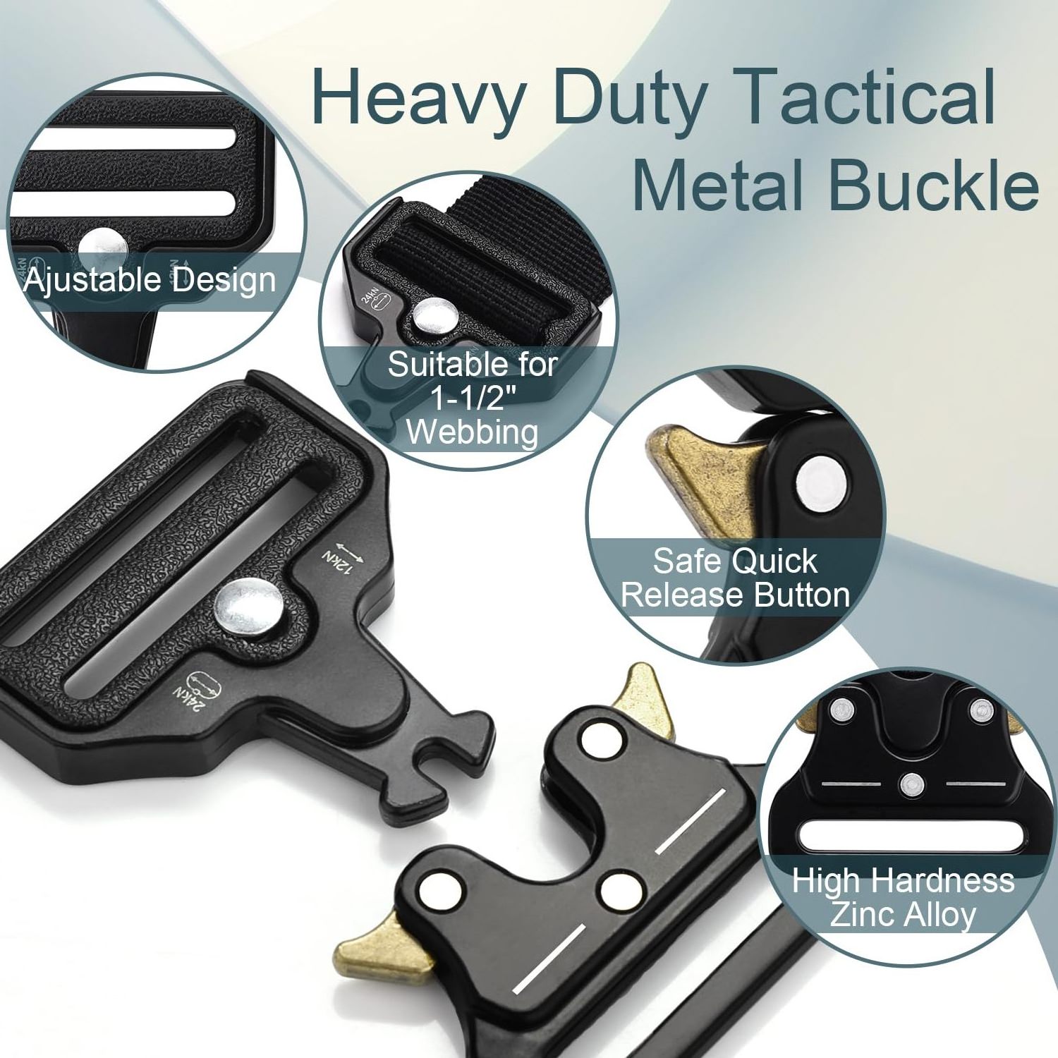 Tactical Belt Buckle Lighter Aluminum Zinc Alloy Heavy Duty Side Quick-release Metal Buckle