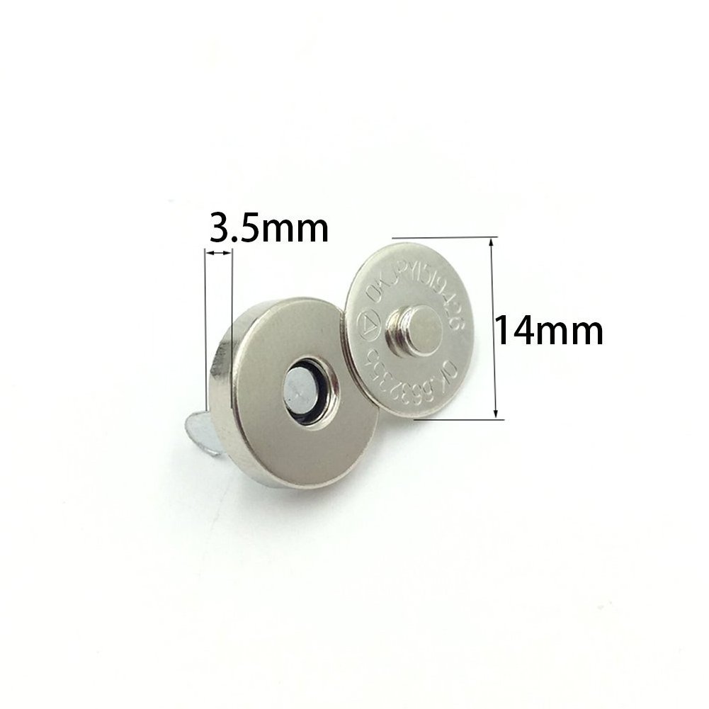 Silver Tone Magnetic Purse Snap Clasps Button/Great for Closure Purse Handbag Clothes Sewing Craft No Tools Required 14mm