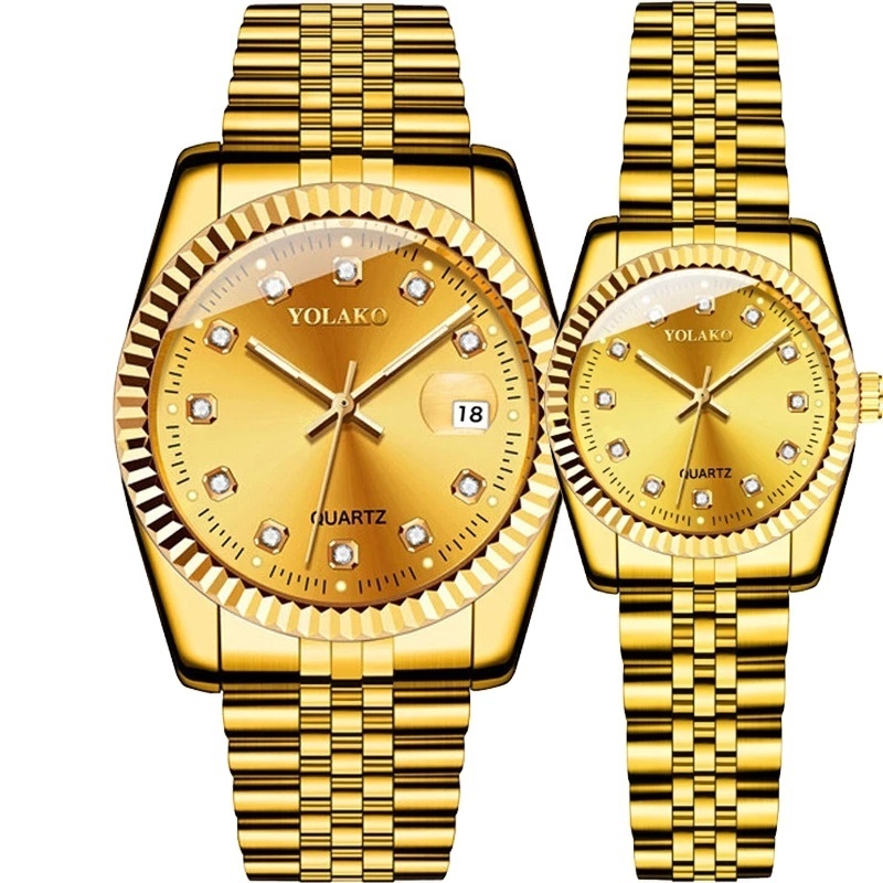 YOLAKO Watch For Men 0344 Couple Clock Luxury Fashion Luminous Calendar Date Quartz Watches Women Waterproof Wristwatch Men