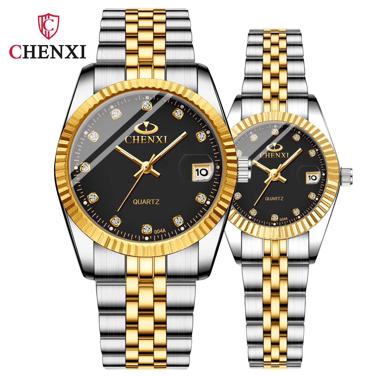 CHENXI 004 Luxury Couple Watch Simple Waterproof Quartz Watch Fashion Stainless Steel Valentine Gift Clock Ladies Men Watches