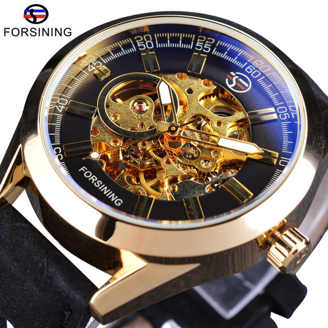 Forsining Clock Mechanical Watch Men Luxury Sport Genuine Leather Waterproof Clock Man Skeleton Automatic Watches Reloj Hombre